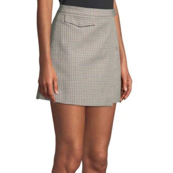 Theory - Fremont Plaid / Houndstooth Wrap Mini Skirt - Picture 7 of 9